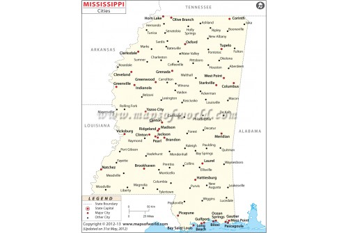 Map of Mississippi Cities