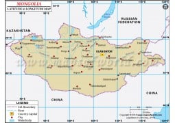 Mongolia Latitude and Longitude Map - Digital File
