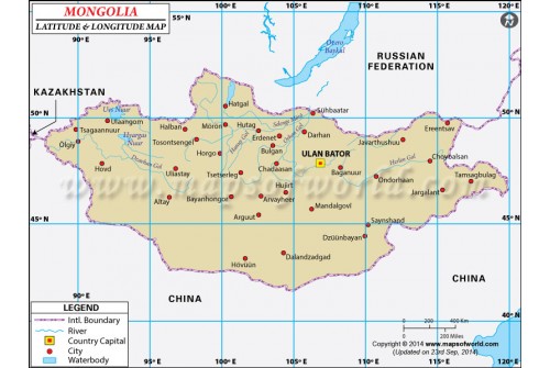Mongolia Latitude and Longitude Map