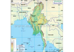 Myanmar Physical Map - Digital File