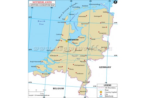 Netherlands Latitude and Longitude Map