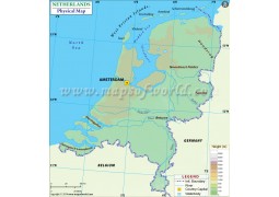 Netherlands Physical Map - Digital File