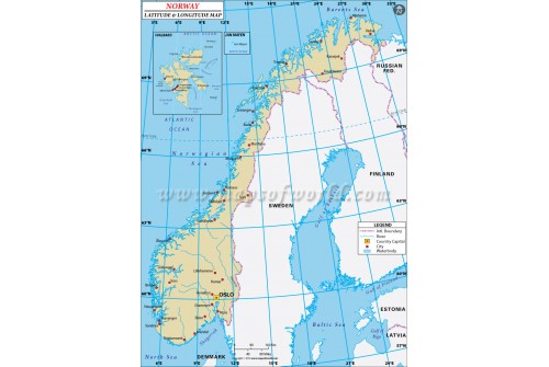 Norway Latitude and Longitude Map