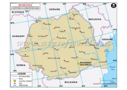 Romania Latitude and Longitude Map - Digital File