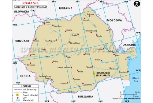 Romania Latitude and Longitude Map