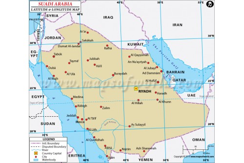Saudi Arabia Latitude and Longitude Map