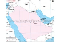 Blank Map of Saudi Arabia in Pink Color - Digital File
