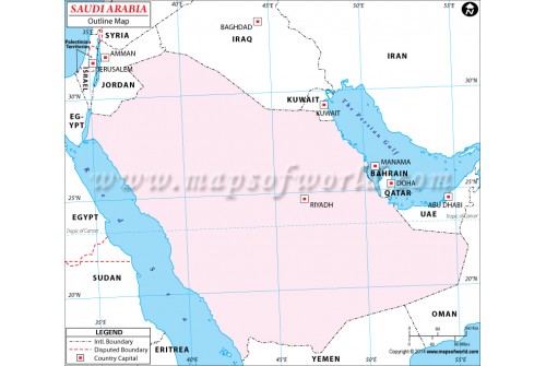 Blank Map of Saudi Arabia in Pink Color