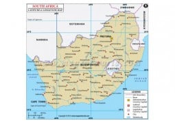 South Africa Latitude and Longitude Map - Digital File