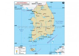 South Korea Latitude and Longitude Map - Digital File