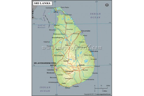 Sri Lanka Latitude and Longitude Map