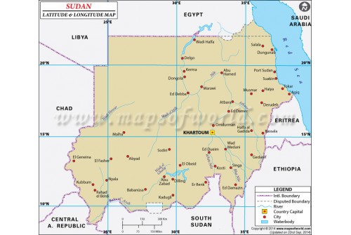Sudan Latitude and Longitude Map