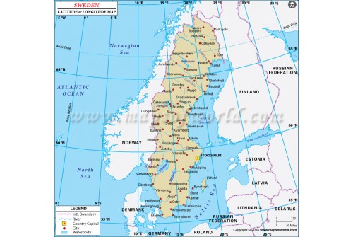 Sweden Latitude and Longitude Map