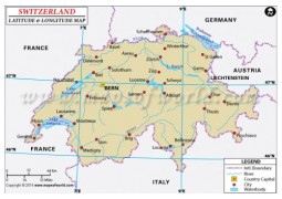 Switzerland Latitude and Longitude Map - Digital File