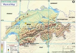 Physical Map of Switzerland - Digital File