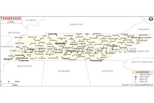 Tennessee Cities Map