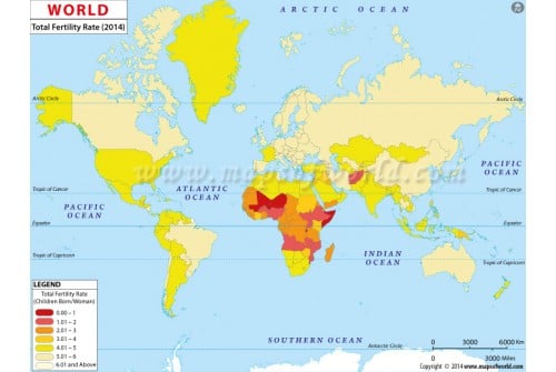 World Map of Total Fertility Rate