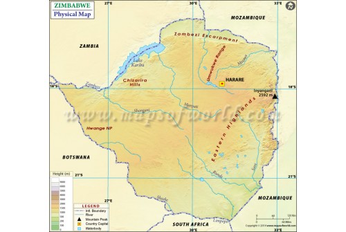 Zimbabwe Physical Map