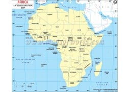 Africa Continent Latitude and Longitude Map - Digital File