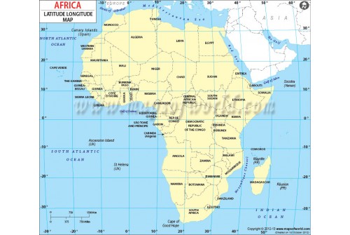 Africa Continent Latitude and Longitude Map