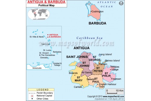 Political Map of Antigua and Barbuda