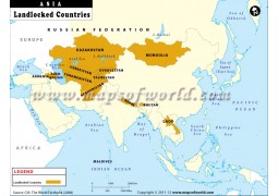 Map of Landlocked Countries of Asia - Digital File