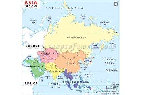 Asia Continent Regions Map