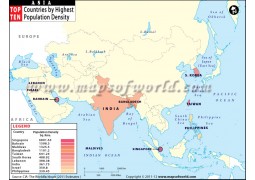 Map of Asian Countries by Highest Population Density - Digital File