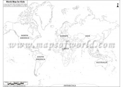 Black and White World Map for Kids Room - Digital File