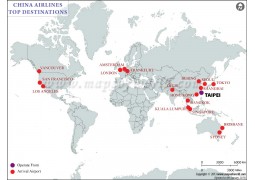 China Airlines Flight Schedule Map - Digital File