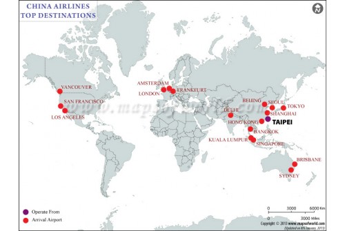 China Airlines Flight Schedule Map