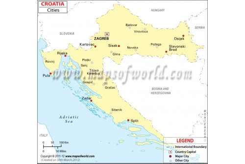 Map of Croatia with Cities