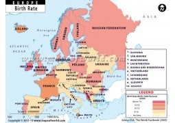 Map of European Countries by Birth Rate - Digital File