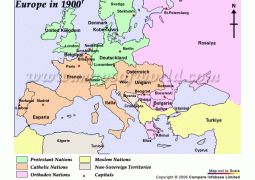 Historical Map of Europe Continent 1900 - Digital File