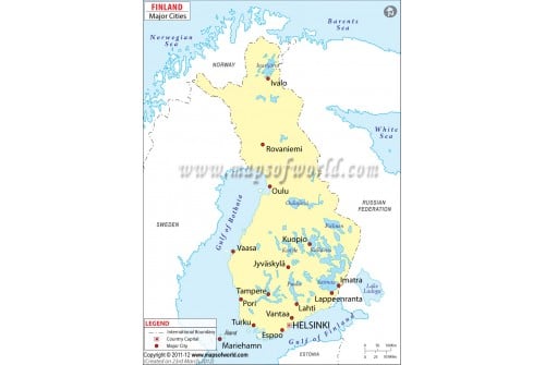 Map of Finland with Major Cities