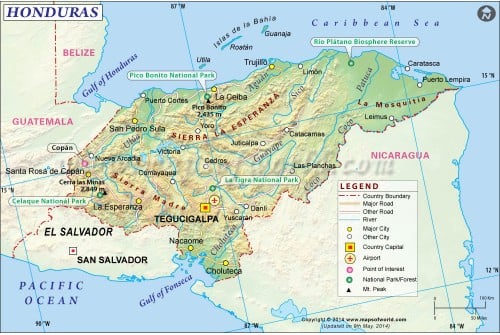 Honduras Map 500x335 