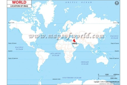 Iraq location On World Map