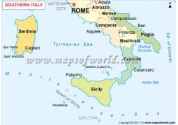 Southern Italy Map - Digital File