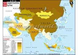 Map of Largest Countries in Asia by Area - Digital File