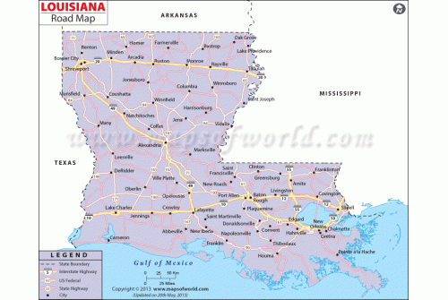 Louisiana Road Map