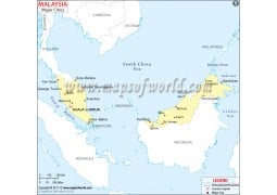 Malaysia Map with Cities - Digital File