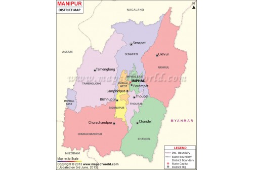 Manipur District Map, India