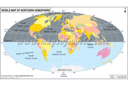 World Map of Northern Hemisphere