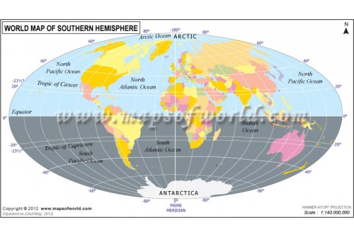 World Map of Southern Hemisphere