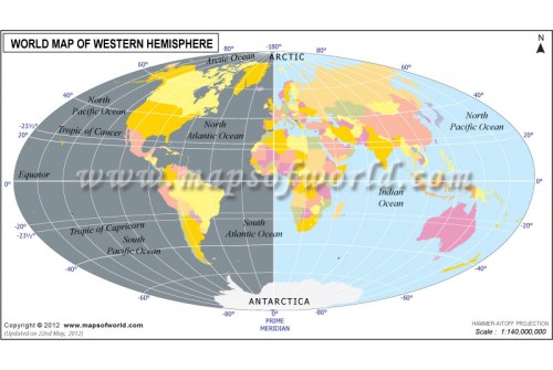 World Map of Western Hemisphere