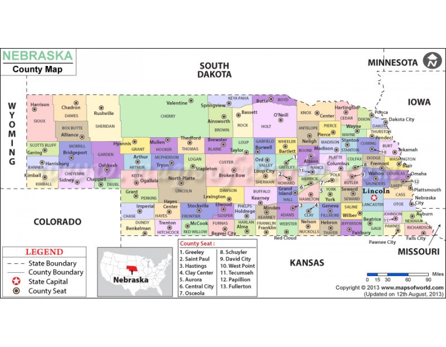 Buy Nebraska County Map