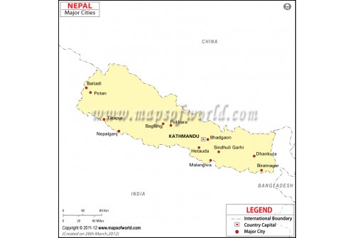 Nepal Map with Cities