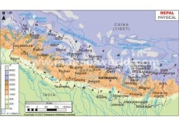 Physical Map of Nepal - Digital File