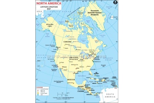 North America Latitude and Longitude Map