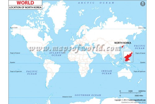 North Korea Location on World Map